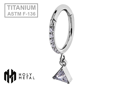 Кольцо-кликер с подвеской Triangle 1.2 мм (16 G)