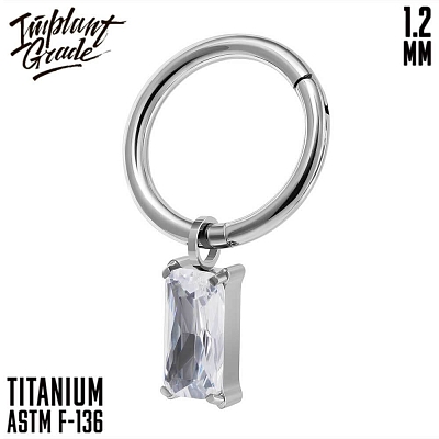 Кольцо-кликер с подвеской Square Clear 1.2 мм (16 G)