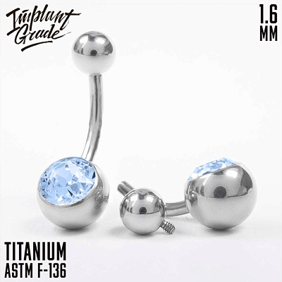 Банан Light Sapphire 1 Gem 1.6 мм (14 G)